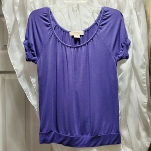 MICHAEL KORS Purple Scoop Short sleeve Large Petite